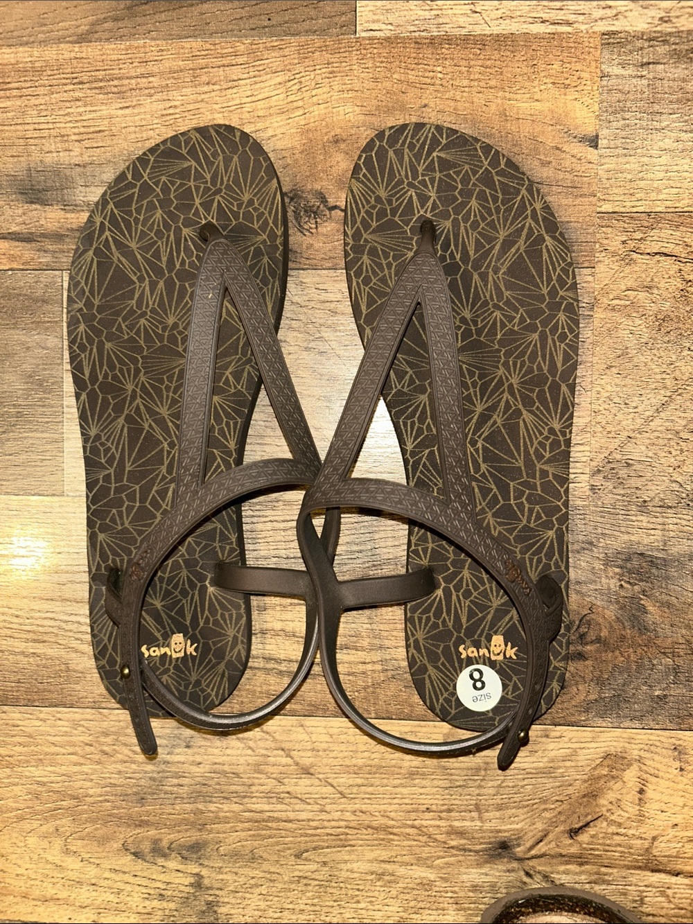 Sanuk Brown Geometric Strap Sandals